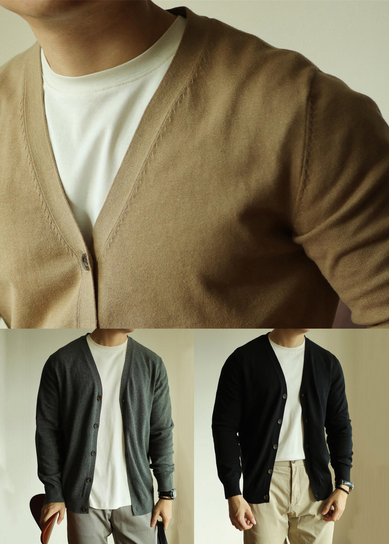 New Camel Button Cozy Knit Cardigan Long Sleeve