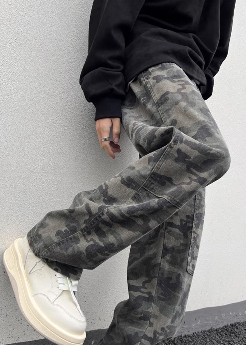 New Camouflage Pockets Warm Fleece Pants High Waist Spring