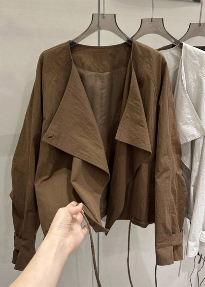 New Caramel Peter Pan Collar Patchwork Coats Spring