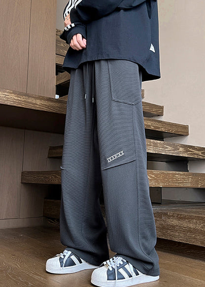 New Coffee Pockets Elastic Waist Warm Fleece Pants Spring