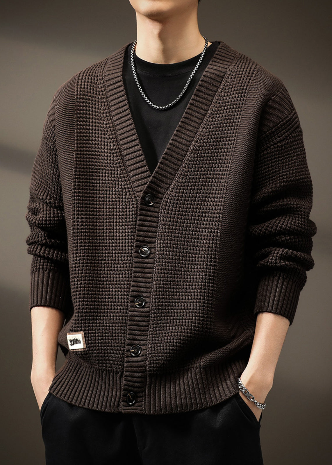 New Coffee V Neck Button Knit Cardigans Spring