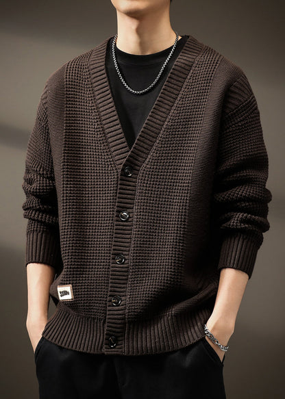 New Coffee V Neck Button Knit Cardigans Spring