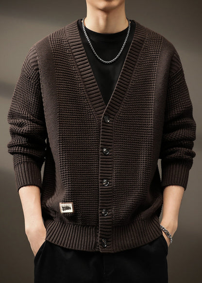 New Coffee V Neck Button Knit Cardigans Spring