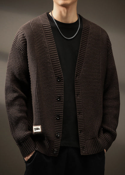 New Coffee V Neck Button Knit Cardigans Spring