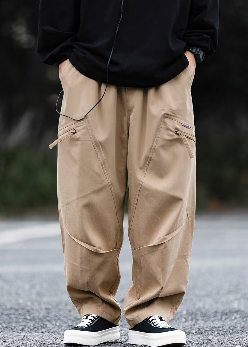 New Dark Gray Zip Up Pockets Cotton Pants Spring