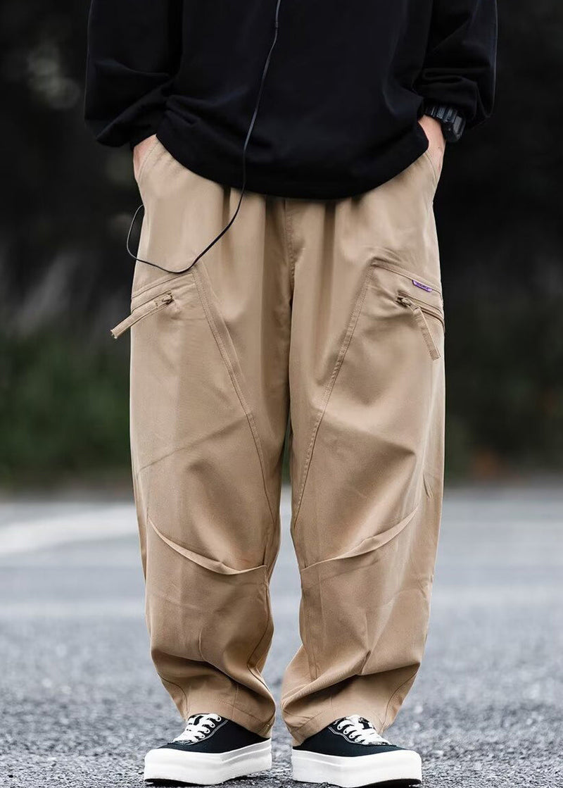 New Dark Gray Zip Up Pockets Cotton Pants Spring