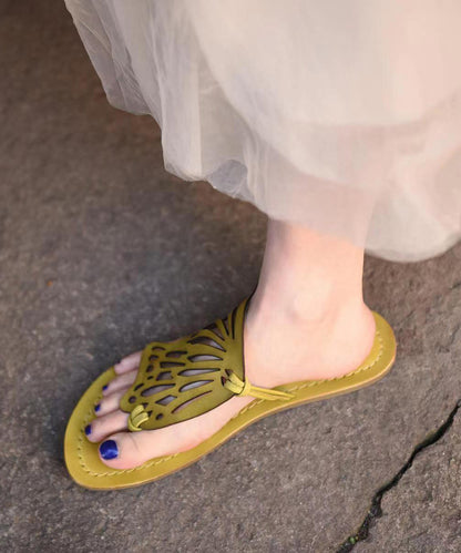 New French Flip Flops With Flat Bottoms Hollowed Out Butterfly Slippers Soolinen Shoes-20251
