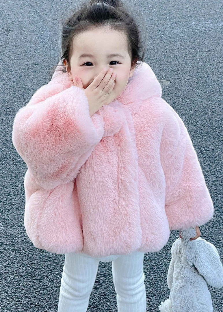 New Green Hooded Button Fuzzy Fur Coat Spring