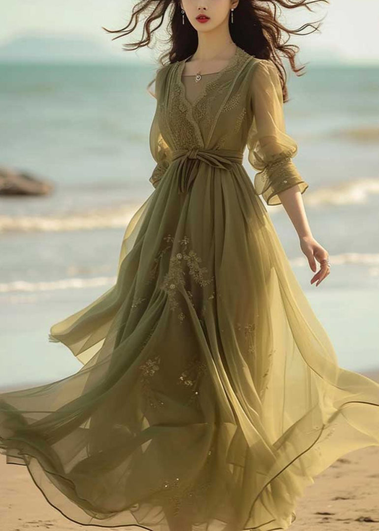 New Green Lace Chiffon Dress Bracelet Sleeve