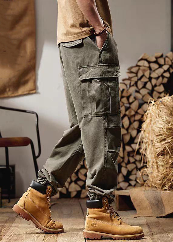 New Green Pockets Original Design Cotton Pants Spring
