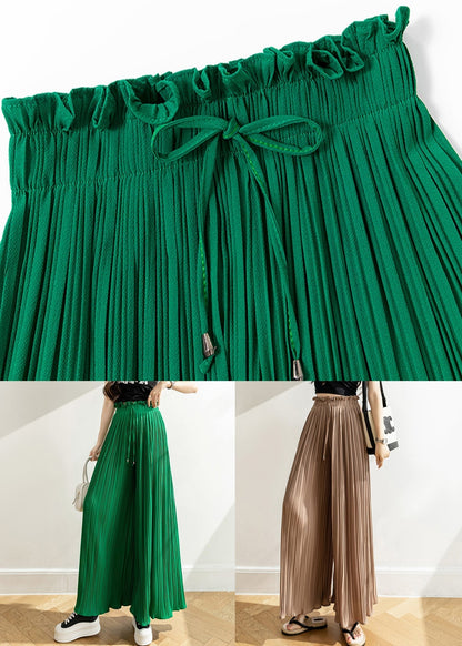 New Green Ruffled Chiffon Crop Pants Summer