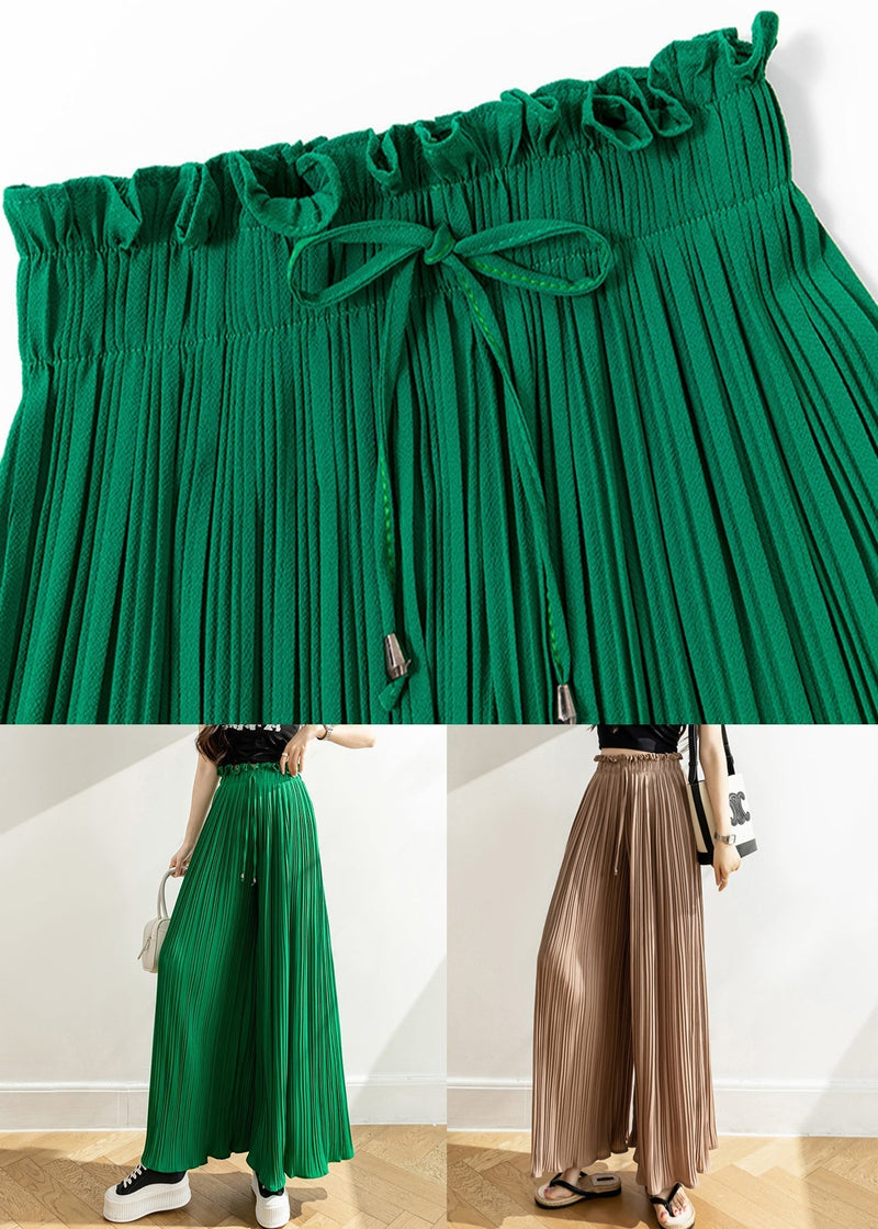 New Green Ruffled Chiffon Crop Pants Summer