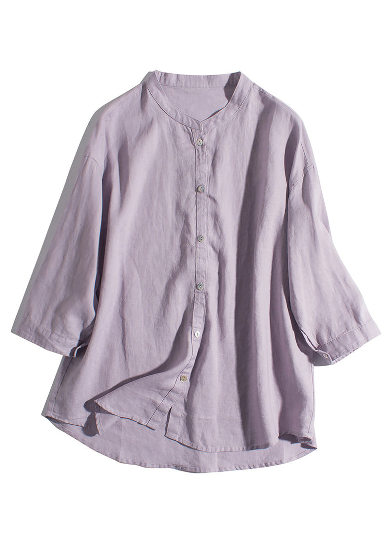 New Green Button Pockets Linen Shirts Summer