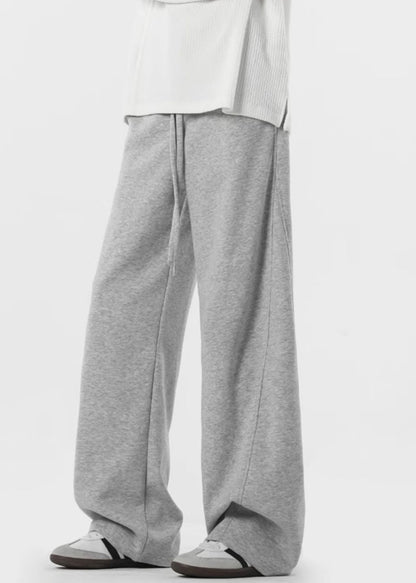 New Grey Lace Up Pockets Warm Fleece Pants Spring