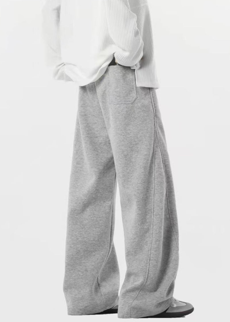 New Grey Lace Up Pockets Warm Fleece Pants Spring