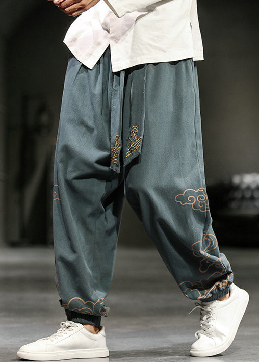 New Grey Pockets High Waist Cotton Fall Pants
