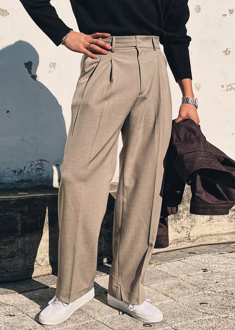 New Khaki Pockets High Waist Spandex Pants Summer