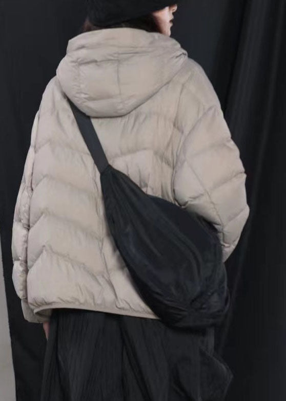 New Khaki Hooded Pockets Warm Winter Duck Down Coat