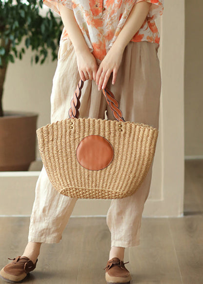 New Light Khaki Pockets High Waist Linen Harem Pants Summer