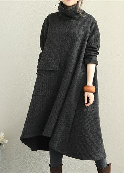 New Loose Black High Neck Base Dresses Clothes