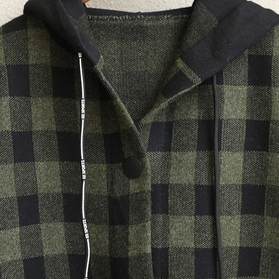 New Loose Hoodie Plaid Thicken Coat Jackets