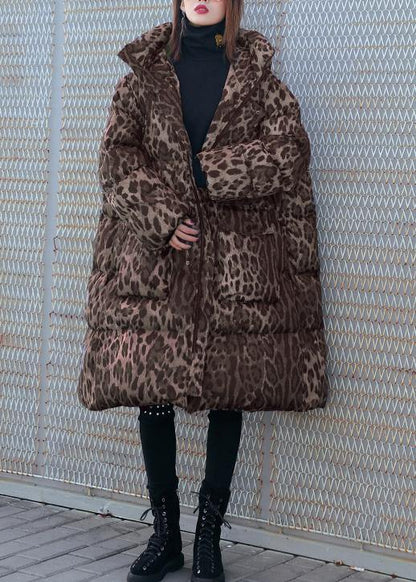 New Loose Fitting Snow Jackets Thick Coats Leopard Hooded Parkas