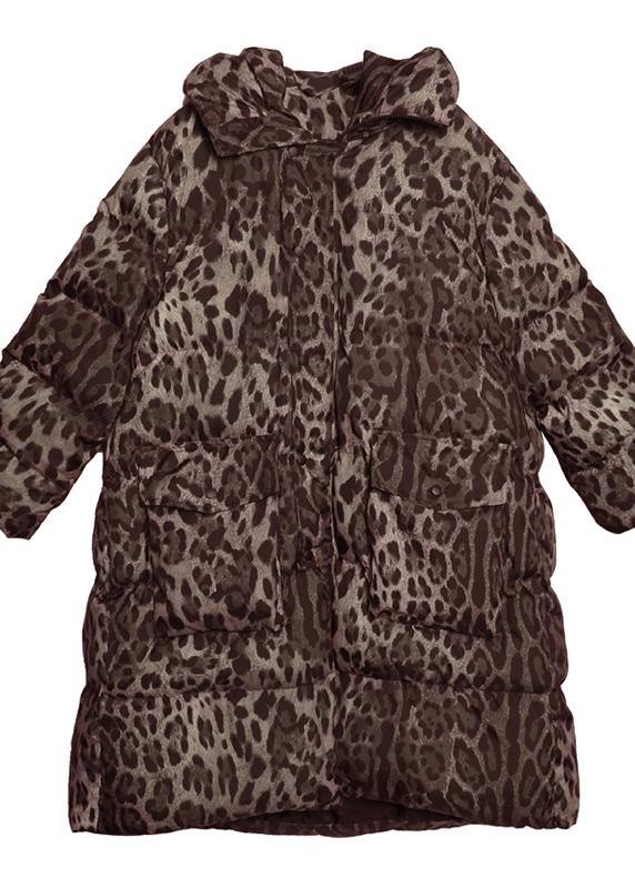 New Loose Fitting Snow Jackets Thick Coats Leopard Hooded Parkas