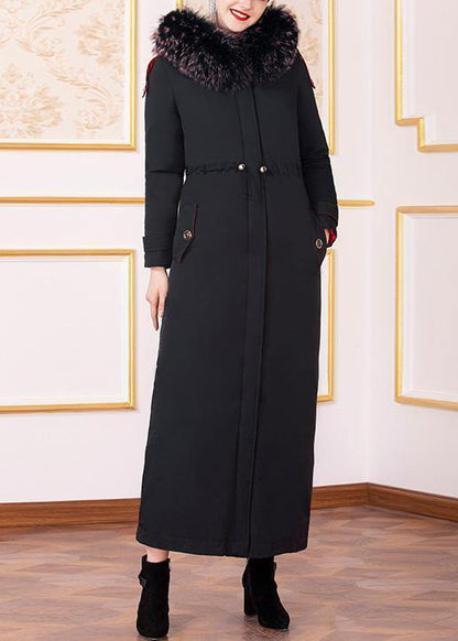 New Loose Fitting Winter Jacket Hooded Winter Outwear Black Drawstring Goose Down Coat
