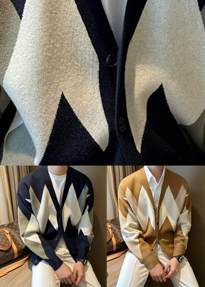 New Navy Button Cozy Knit Coat Spring