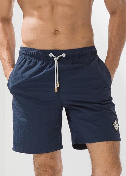 New Navy Pockets Elastic Waist Cotton Shorts Summer