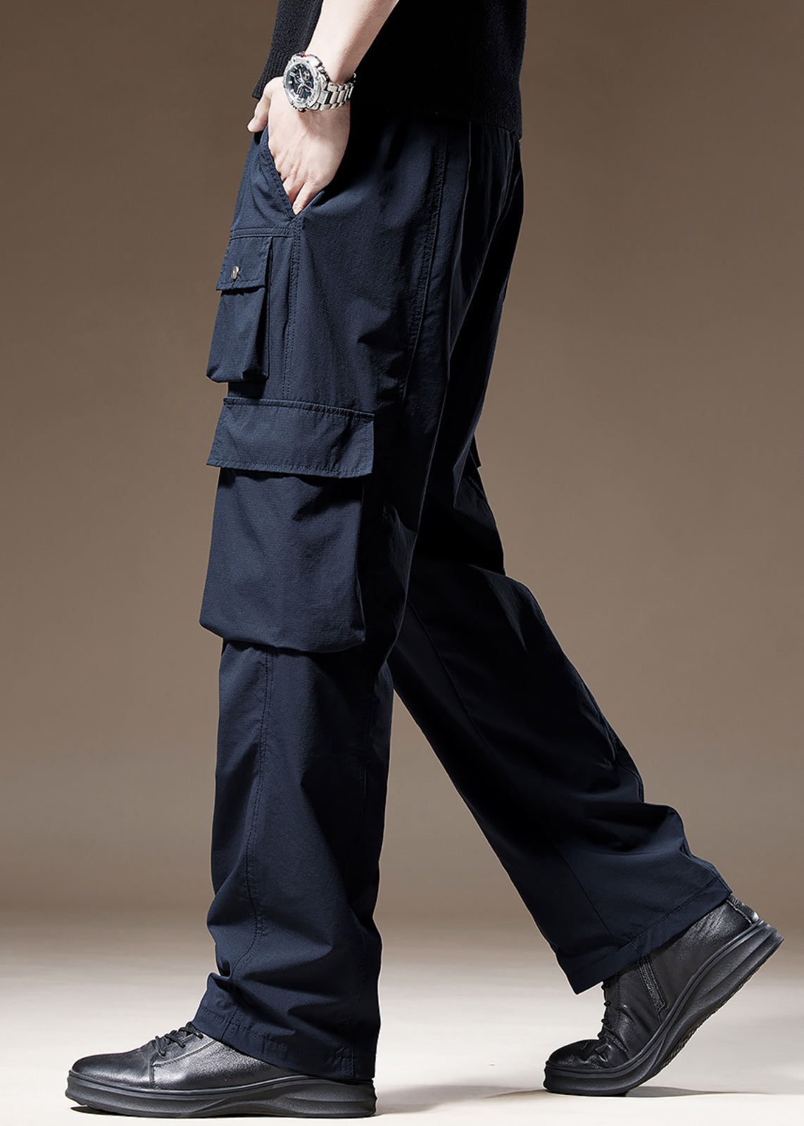 New Navy Pockets Cotton Pants Spring
