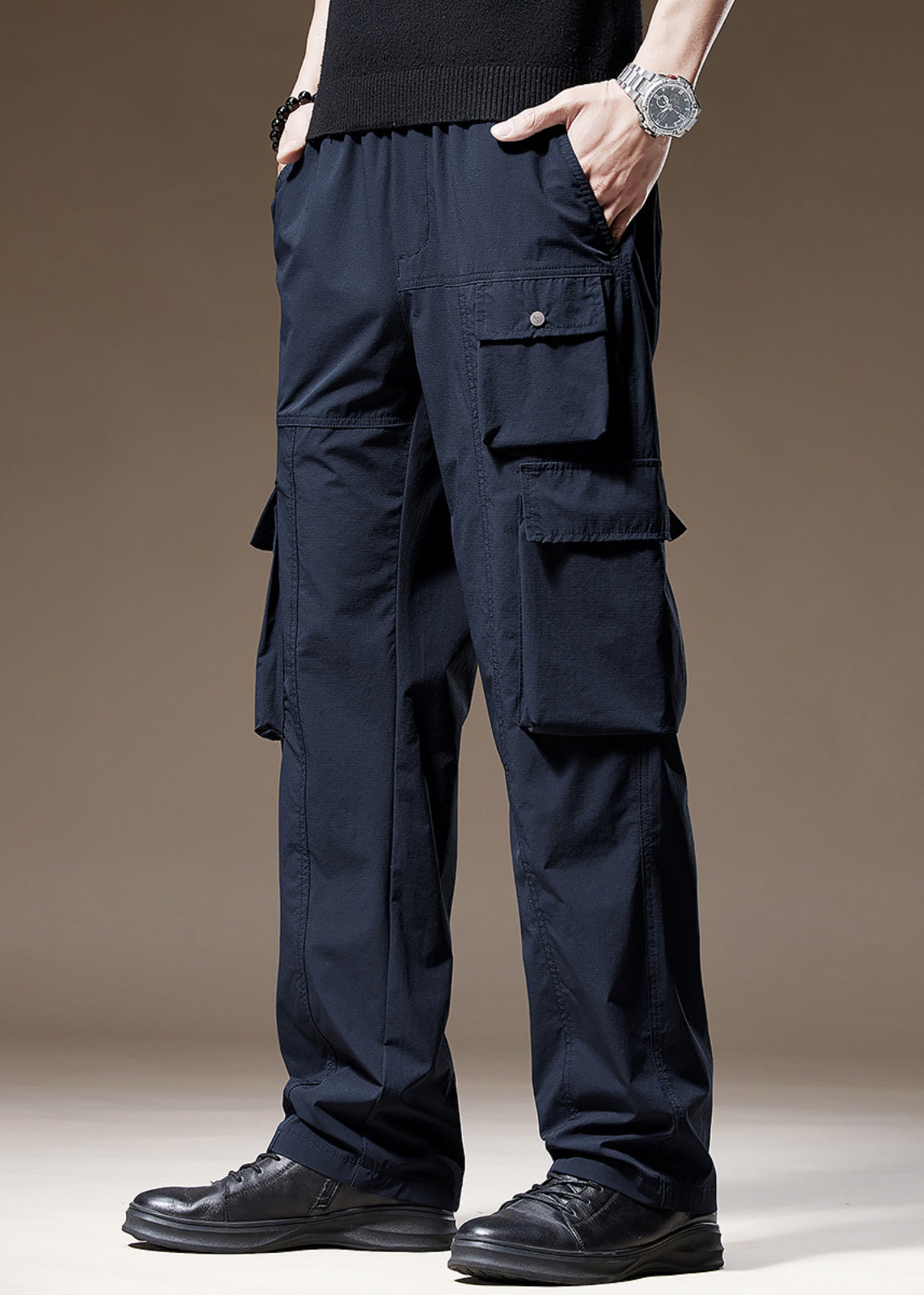 New Navy Pockets Cotton Pants Spring