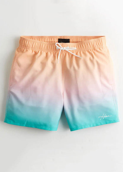 New Orange Gradient Color Lace Up Elastic Waist Cotton Shorts Summer