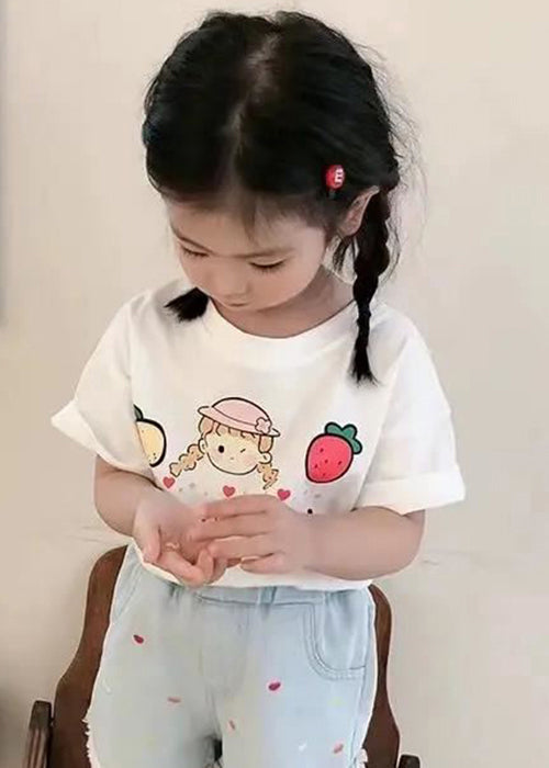 New Pink O Neck Print Cozy Cotton T Shirts Summer