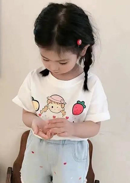 New Pink O Neck Print Cozy Cotton T Shirts Summer