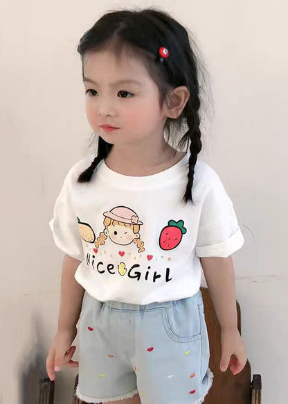 New Pink O Neck Print Cozy Cotton T Shirts Summer