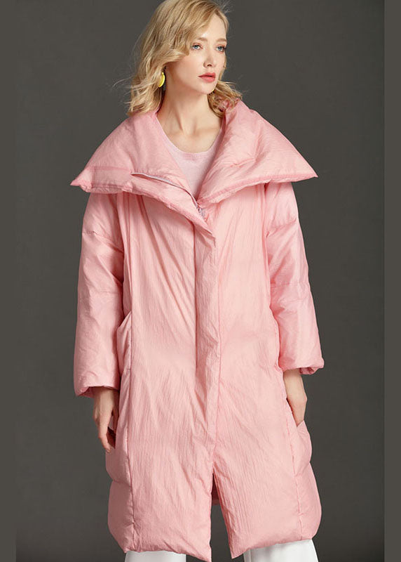 New Pink Peterpan Collar Pockets Zippered Winter Duck Down Coat