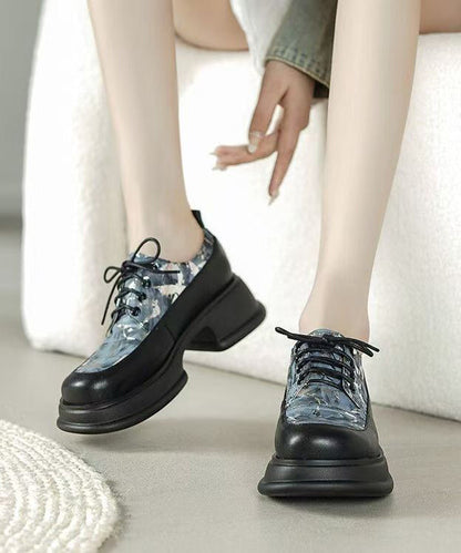 New Platform Loafers for Red Cowhide Leather Lace Up
