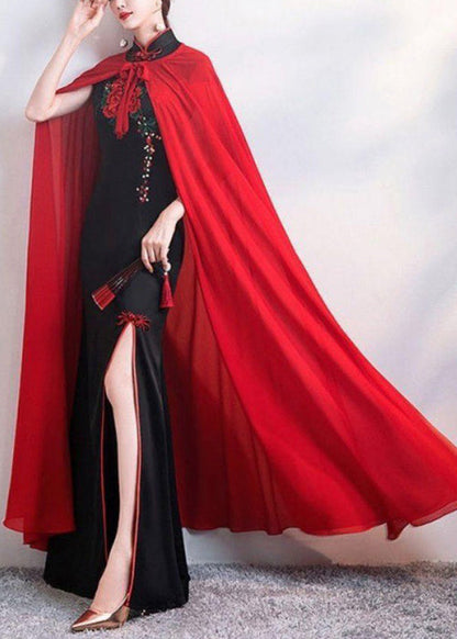 New Red Lace Up Chiffon Cape Summer