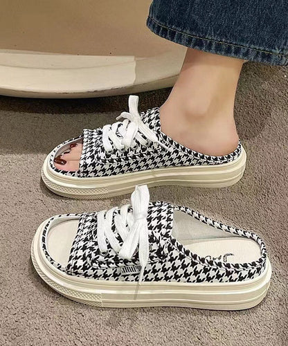 New Summer Stylish Green Lace Up Canvas Slide Sandals