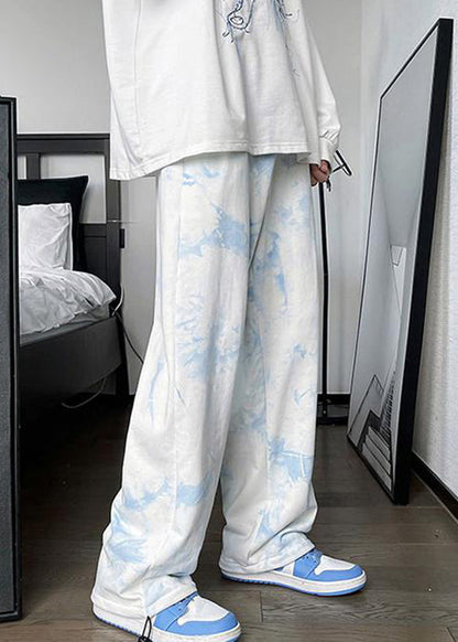New White Tie Dye Drawstring Cotton Pants Fall