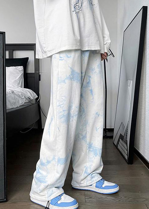 New White Tie Dye Drawstring Cotton Pants Fall