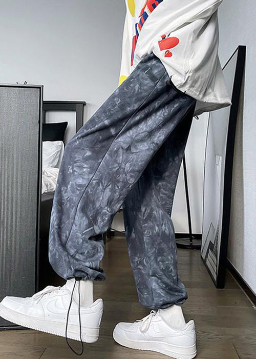 New White Tie Dye Drawstring Cotton Pants Fall