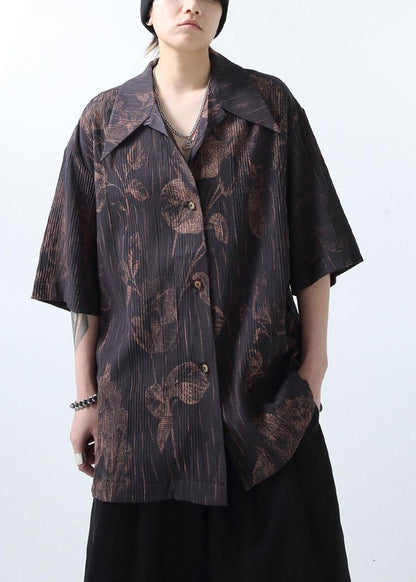 New White Wrinkled Print Cotton Shirts Half Sleeve
