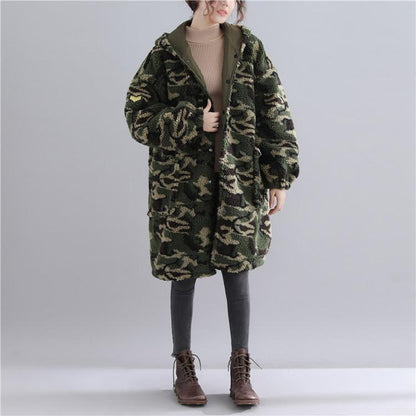 New Army Green Parkas Hooded Jacket Fine Pockets Outwear