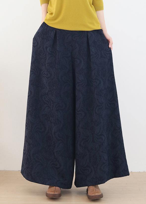 New Autumn Winter Retro Black Jacquard Trousers