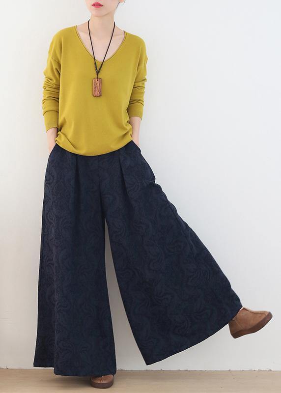New Autumn Winter Retro Black Jacquard Trousers