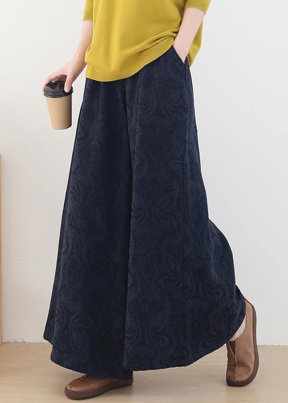 New Autumn Winter Retro Black Jacquard Trousers