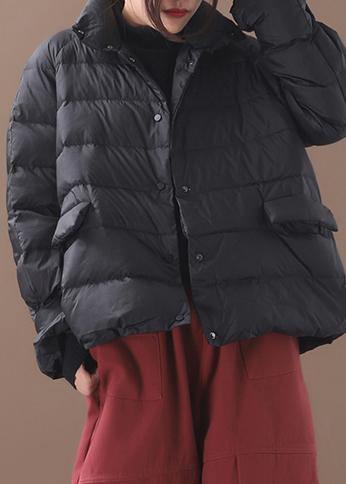 New Black Parkas Snow Jackets Winter Short Coats Stand Collar