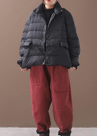 New Black Parkas Snow Jackets Winter Short Coats Stand Collar